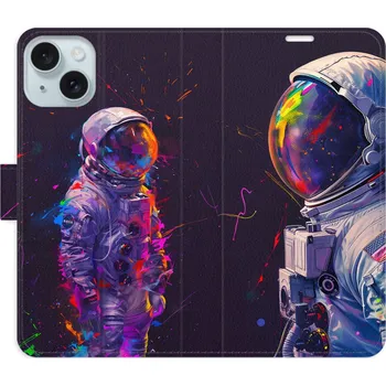 Pouzdro na mobilní telefon Flipové pouzdro iSaprio - Neon Astronaut 02 - iPhone 15 Plus