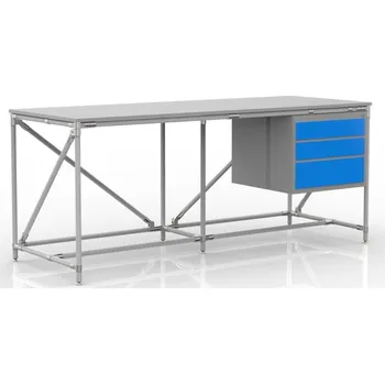 Dílenský stůl ENPRAG Dílenský stůl s kontejnerem se třemi zásuvkami 240405315 [nerez + stříbrné spojky]