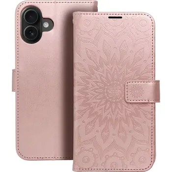 Pouzdro na mobilní telefon MEZZO Book - Apple iPhone 16 Plus - flip knížkové pouzdro - Růžová mandala (MEZZO Book case for Apple iPhone 16 Plus - Růžová mandala)