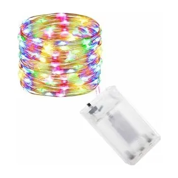 LED řetěz Nano - 10m, 100LED, 3xAA, multicolor
