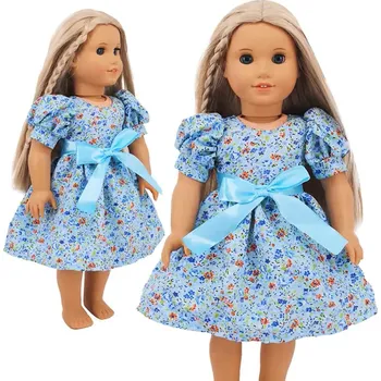 Doplněk pro panenku Šatičky pro panenky Baby Born a American girl 43 cm Varianta: xm72 sv.modré šaty s květy