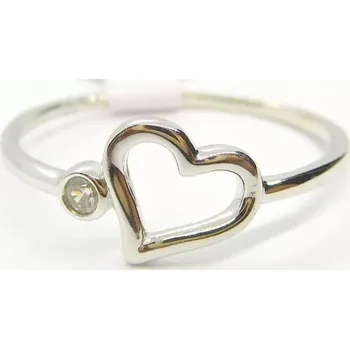 Prsten Klenoty Budín Dámský srdíčkový prsten z bílého zlata se zirkonem 585/1,16gr vel. 56 H750 (Klenoty Budín Dámský srdíčkový prsten z bílého zlata se zirkonem 585/1,16gr vel. 56 H750)