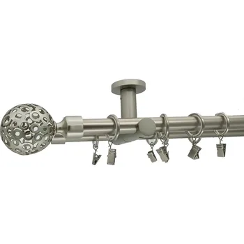 Garnýž Kovovégarnýže.cz Stropní garnýž Huglo modern 19 mm matný nikl Varianta jednořadá nebo dvouřadá: Dvouřadá, Délka: 480 cm, Uchycení látky: Kroužky s žabkou