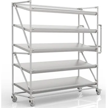 ENPRAG Regálový vozík na přepravky se šikmými policemi 1700 x 400 mm, SP17040 [červená + černé spojky]