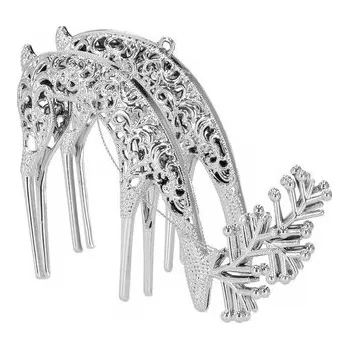 Vánoční dekorace Vánoční ozdoby - Jelen se zdobením, stříbrná, sada 2ks