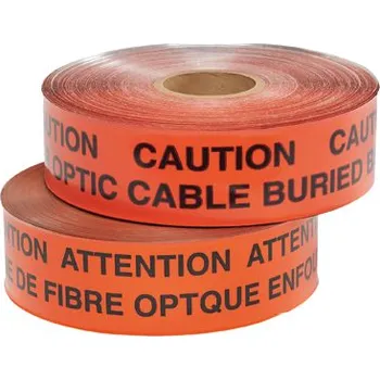 elektrický kabel HTDU3O-FO Zemní detekovatelá páska "CAUTION, FIBER OPTIC CABLE", š=80mm, oranžová, role 305m,