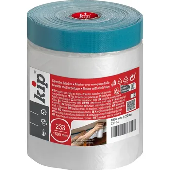 Zakrývací fólie na malování Kip Zakrývací fólie s textilní páskou 233, 20 × 1,5 m 233-14
