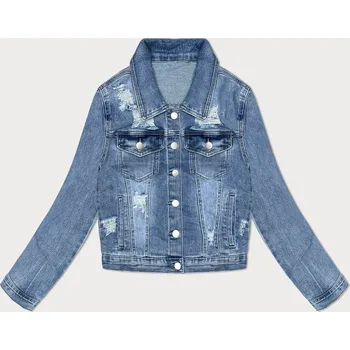 Dámská cargo bunda Modrá dámská džínová bunda s protrháním GOURD JEANS, odstíny modré S (36) i392_24010-46