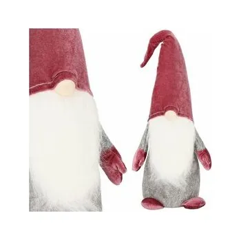Vánoční dekorace Skřítek GNOM s vínovou čepicí 55 cm