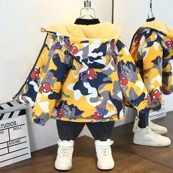 Dívčí bunda Spiderman Zimní/podzimní bunda pro kluky "Spiderman" Barva: Žlutá (maskáčová), Velikost: 120