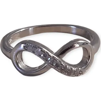 Prsten Stříbrný prsten Nekonečno 3229 – Ag 925/1000, rhodiovaný, zirkony Velikost prstenu: 56/17,8