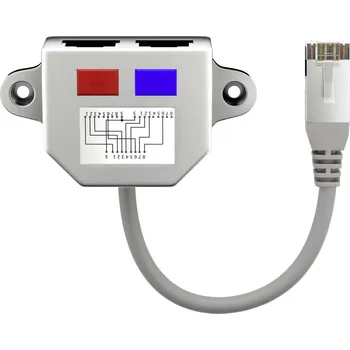 Elektrická zásuvka Goobay RJ45 síťový Y adaptér CAT 5 [1x RJ45 zástrčka - 2x RJ45 zásuvka] kovová stříbrná