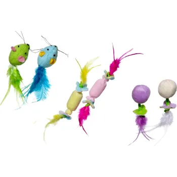 Hračka pro kočku Hračka kočka Kitty Kidz s peřím plyš různé druhy KAR