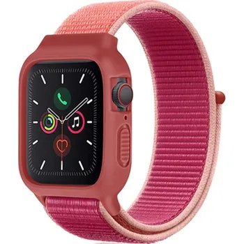 Příslušenství k chytrým hodinkám Nylonový set 2v1 pro Apple Watch 38/40/41/42(S10)mm Barevná varianta: Červeno-Růžová