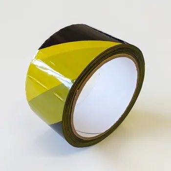 Lepicí páska CleverPack Výstražná lepicí páska PP ŽLUTO-ČERNÁ levá 50mm x 66m