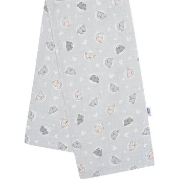 látková plena NEW BABY Bavlněná plena s potiskem šedých malých medvídků 60x80 šedá