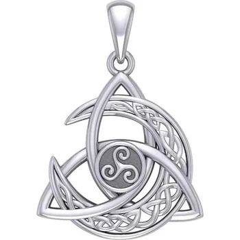 Přívěsek Stříbrný přívěsek Triquetra s keltským půlměsícem a triskelionem