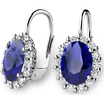 Náušnice Dámské náušnice bílé zlato 585/1000 přírodní diamant 3.10 ct G/SI se safíry 140029-B-DIA-SAF