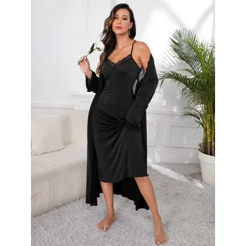 Dámská noční košile Dámský pyžamový set Barva: Černá, Velikostní tabulka: M