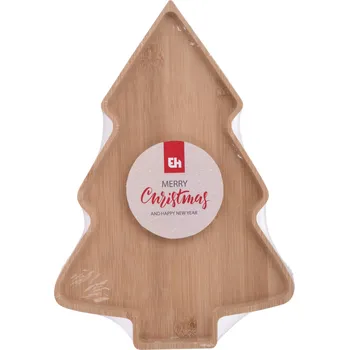 EH Excellent Houseware Dřevěný talíř vánoční stromeček XMAS
