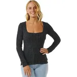 Rip curl dámské tričko Open Neck Cosy Ls Black Marle | Černá | Velikost L