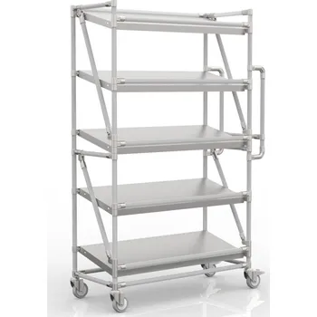 ENPRAG Regálový vozík na přepravky se šikmými policemi 1000 x 400 mm, SP10040 [šedá + stříbrné spojky]