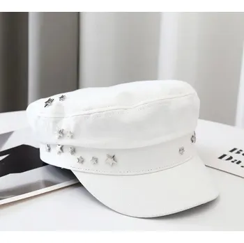 Čepice Dámský retro baret s kšiltem | Stylová čepice - Bílá2,56-58 cm