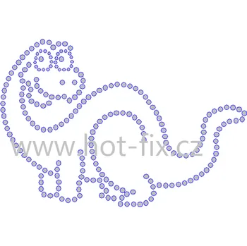 D082 - nažehlovací potisk z hot-fix kamenů dinosaurus, rozměry cca 13,9x9,5cm barva: kameny barva 201 AB Crystal /stříbrná s duhovým efektem
