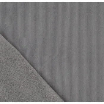 Manšestr s fleecem v šedé barvě s jemným žebrováním 21101/970