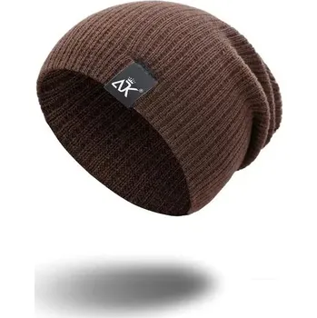 Čepice Zimní čepice dámská a pánská háčkovaná teplá | Stylová ochrana hlavy - hnědý