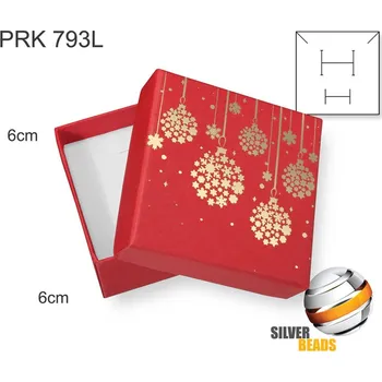 Dárková krabička Krabička na šperky. Materiál papír . Ozn. PRK 793L. Velikost 6x6cm. Barva Červená se zlatým zdobením