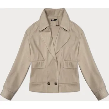 Dámská cargo bunda Dámská béžová volná pruhovaná žebrovaná bunda MADE IN ITALY, odstíny béžové uni velikost i392_23749-50