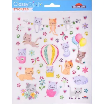 Přípravek na nehty Nálepky Classy Kočky skleněné prvky, 15x19cm