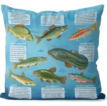Dekorativní polštářek Polštář 40 x 40 cm - Naše ryby