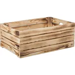 Opálená dřevěná bedýnka 60 x 39 x 24 cm