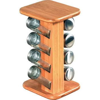 Kesper 58099 Stojan na koření s 8 sklenicemi, 13 x 25,5 x 15 cm, přírodní