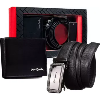 Peněženka Dárková sada: kožená peněženka a pánský pásek - Pierre Cardin ČERNÁ