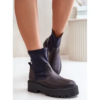 Dámská zimní obuv Elegantní kožené kotníkové boty s platformou Step in style, 37 i240_201001_2:37