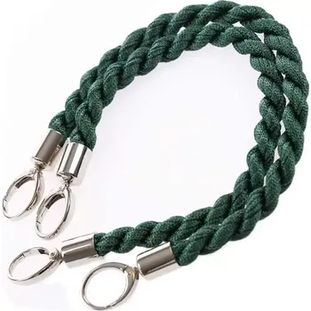 Příze Ucha na tašky Inda délka 50 cm Tmavě zelená se stříbrným kováním (Luxusní ucha na kabelky a tašky Inda Tmavě zelená se stříbrem)