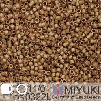 Korálek Korálky Miyuki Delica 11/0. Barva Matte Metallic Lt. Bronze DB0322L. Balení 3g.