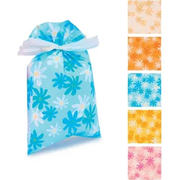 Dárková taška Celofánový sáček 20x32 potisk KVĚTINKY, mix barev