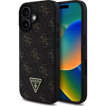 Pouzdro na mobilní telefon Guess PU Leather 4G Triangle Metal Logo Zadní Kryt pro iPhone 16 Black