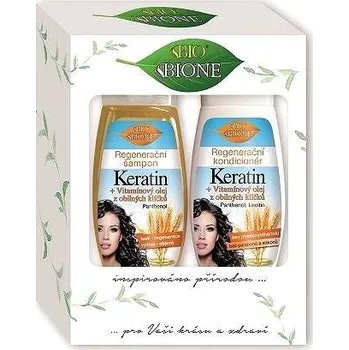 Vlasová regenerace BIONE COSMETICS Dárková sada Keratin + Klíčkový olej 520 ml