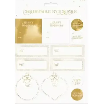 Dárková taška Sada samolepek a jmenovek na dárky Zlatá - 12 ks
