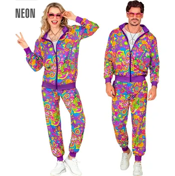 Karnevalový kostým Neonová souprava Hippies Pánská velikost: M (46-48)