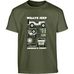 KOMBAT UK Triko dětské s potiskem Jeep Willys Olive Drab 185g Kombat® Tactical Velikost: 9-11 let