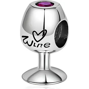 Přívěsek 4U Stříbrný přívěsek korálek sklenka červeného vína