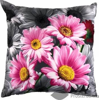 Povlak na dekorativní polštářek 3D povlak 45x45 - Růžové kopretiny