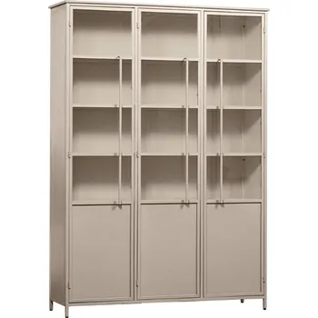 Knihovna WOOOD Pískově hnědá kovová vitrína Merrick 200 x 142 cm