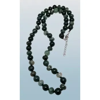 Náhrdelník Achát mechový náhrdelník s chir.ocelí